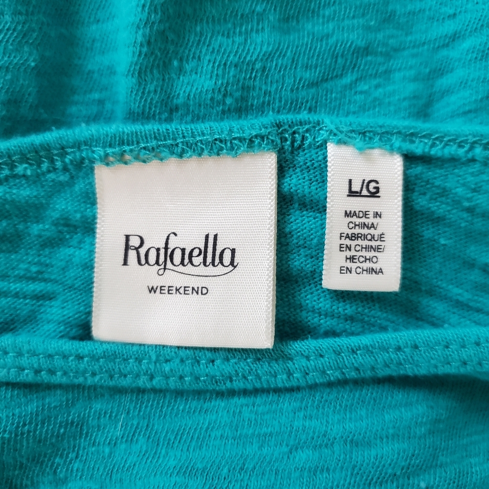 Rafaella Weekend Women's Green Top With Brass Shoulder Enhancements Size‎ L - Picture 6 of 8